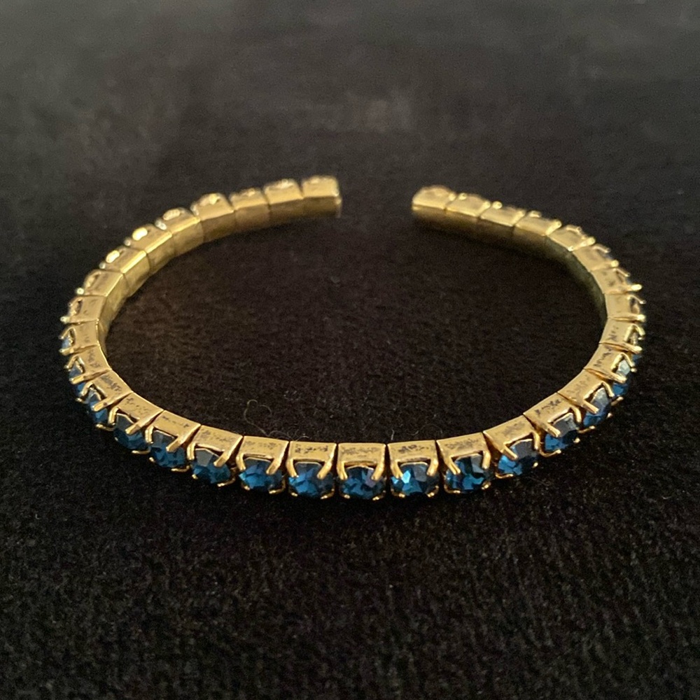 Gold and dark blue rhinestones bracelet